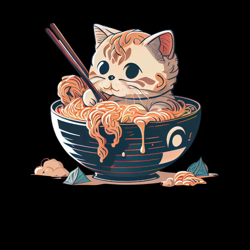But first Ramen süße Katze isst Ramen