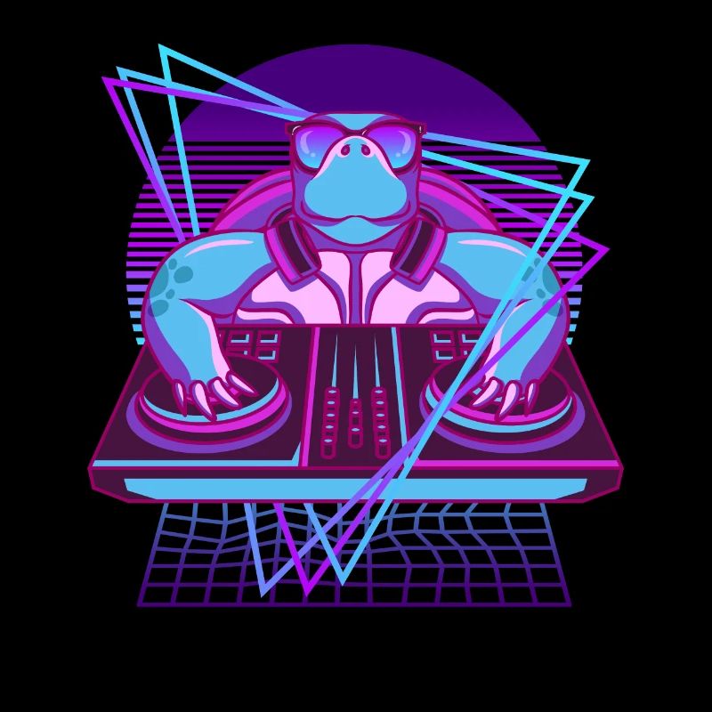 Vaporwave Turtle DJ Desk Turtle