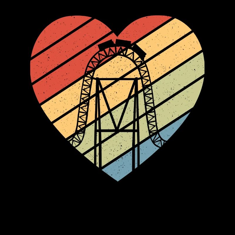 Theme Park Vacation Retro Heart Roller Coaster