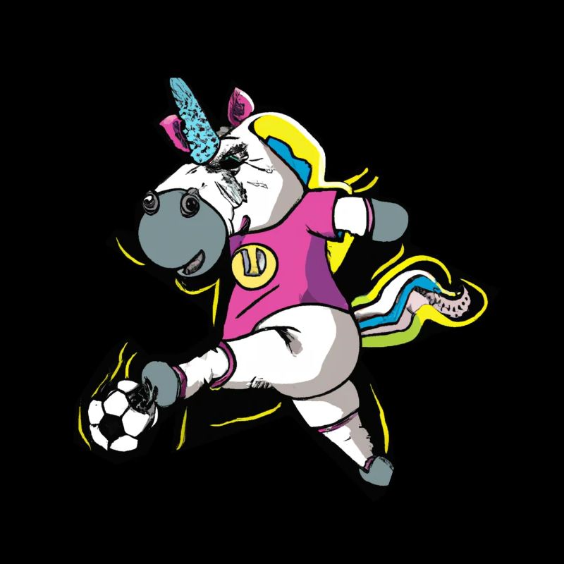 Fußball Einhorn Comic Style