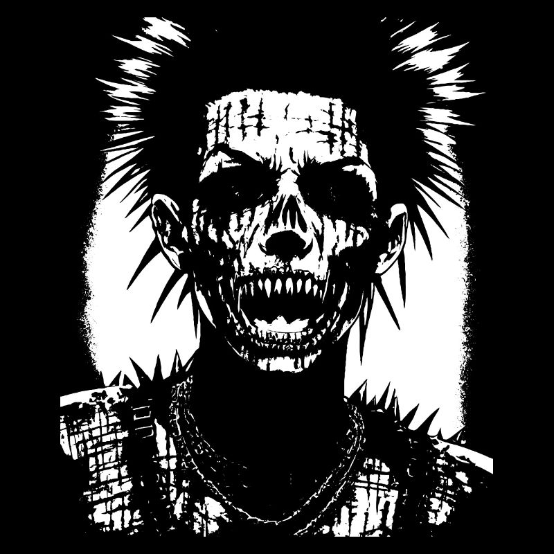 Anarchy Fan Skull with Mohawk Crazy Antisocial Pu