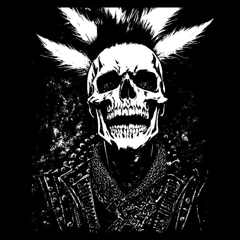 Anarchy Fan Skull avec Mohawk Crazy Antisocial Pu