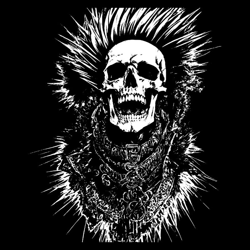 Anarchy Fan Skull with Mohawk Crazy Antisocial Pu