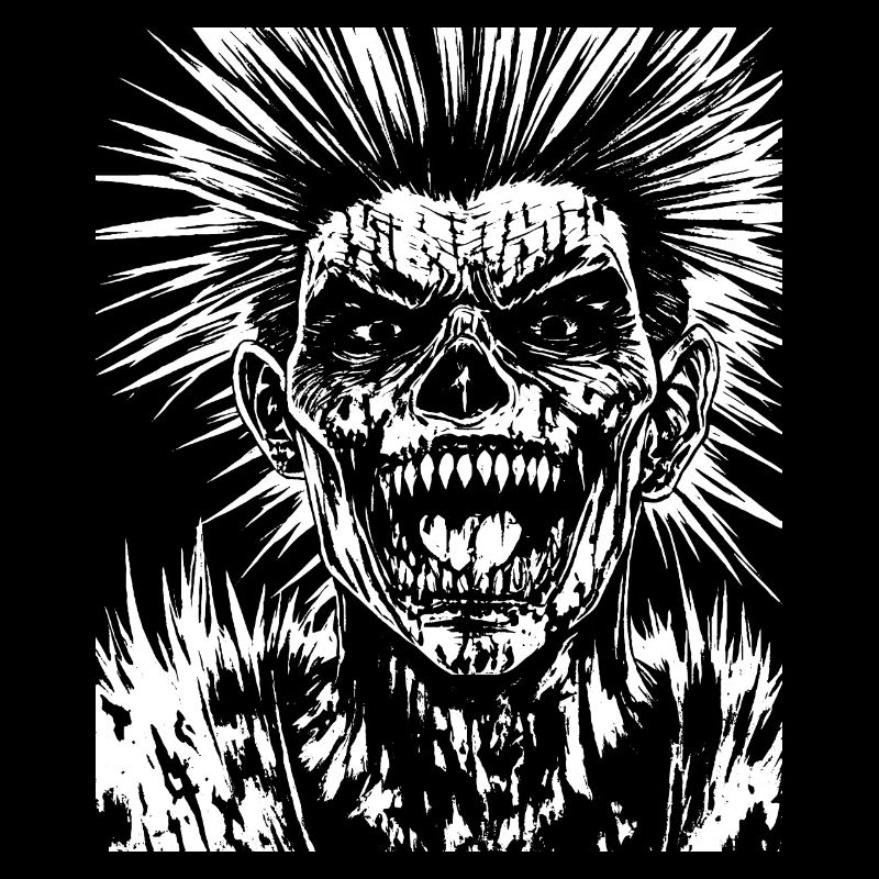 Anarchy Fan Skull with Mohawk Crazy Antisocial Pu
