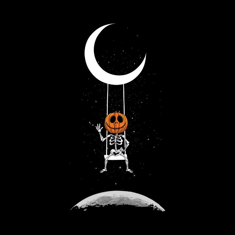 Pumpkin On Moon Swing Creepy Halloween