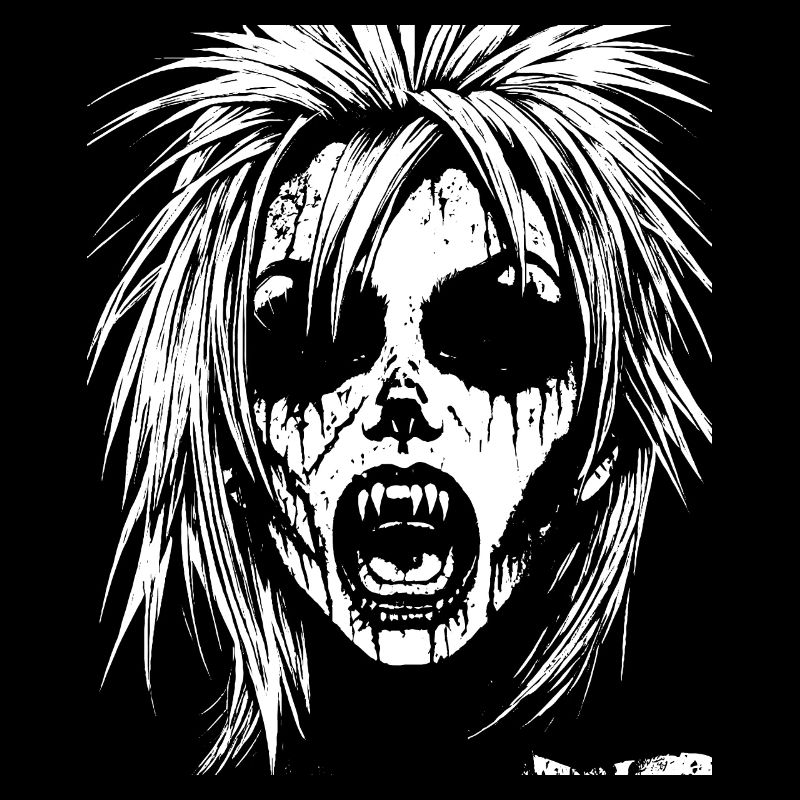 Punkrock Fan Skull with Mohawk Crazy Antisocial P