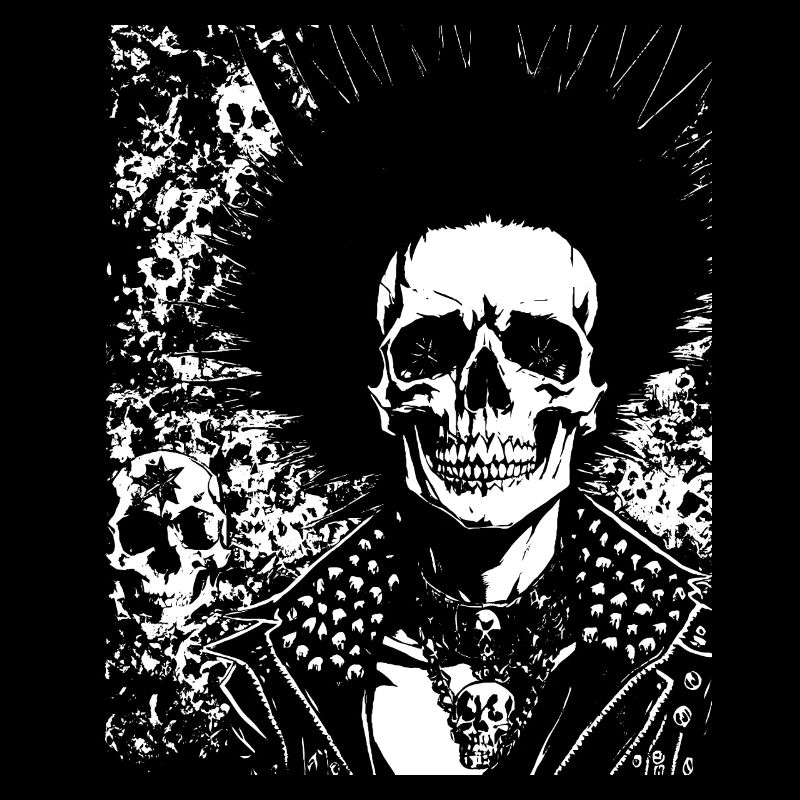 Anarchy Fan Skull with Mohawk Crazy Antisocial Pu