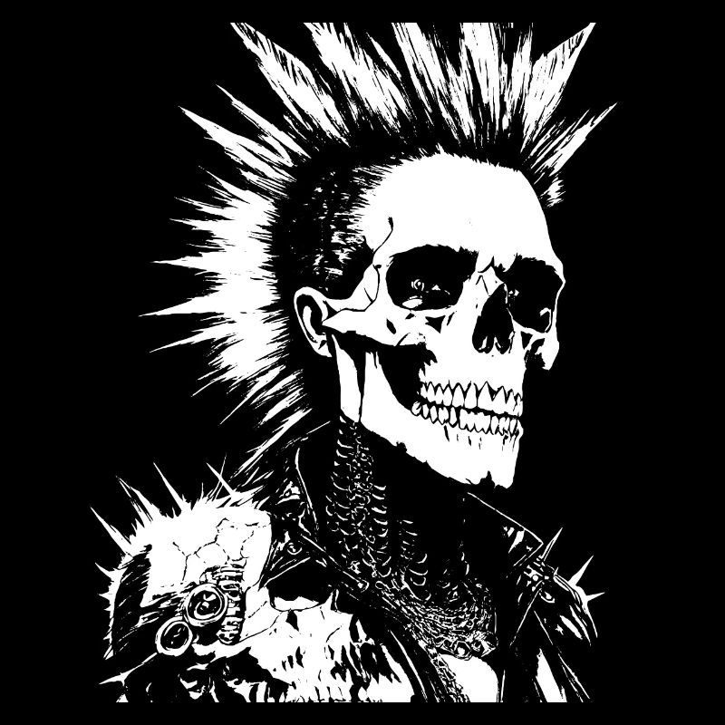 Anarchy Fan Skull mit Mohawk Crazy Antisocial Pu