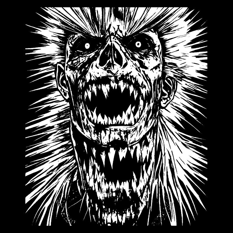 Horror Fan Skull with Mohawk Crazy Punkrocker Pun