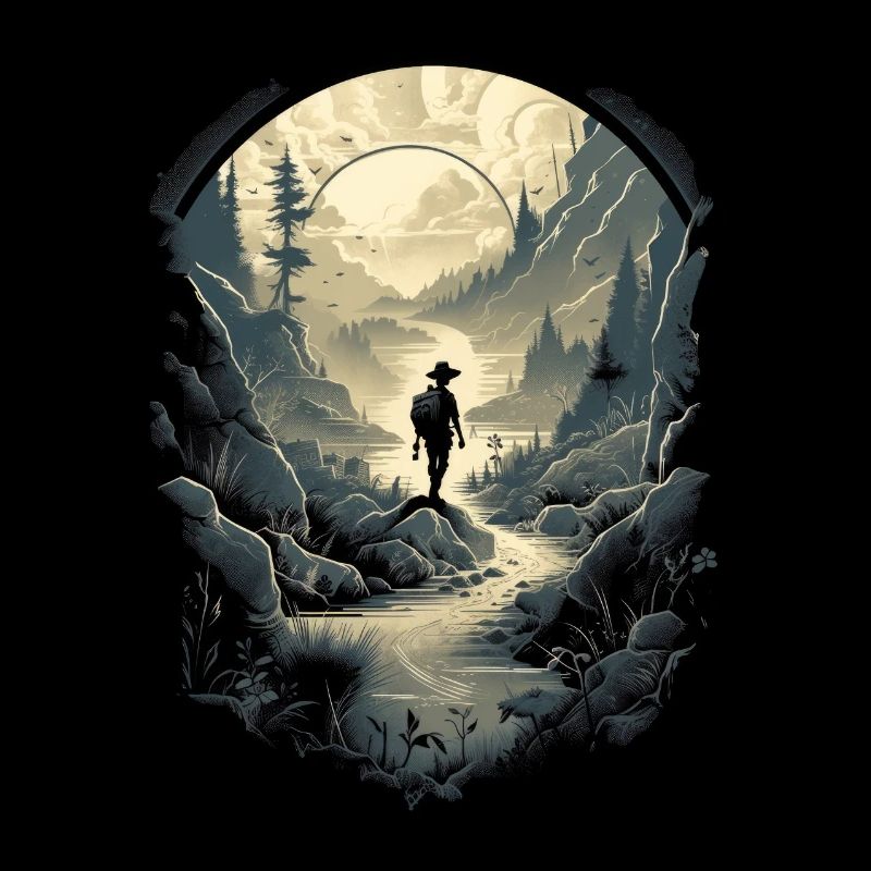 Wilderness Explorer, Man silhouette on forest