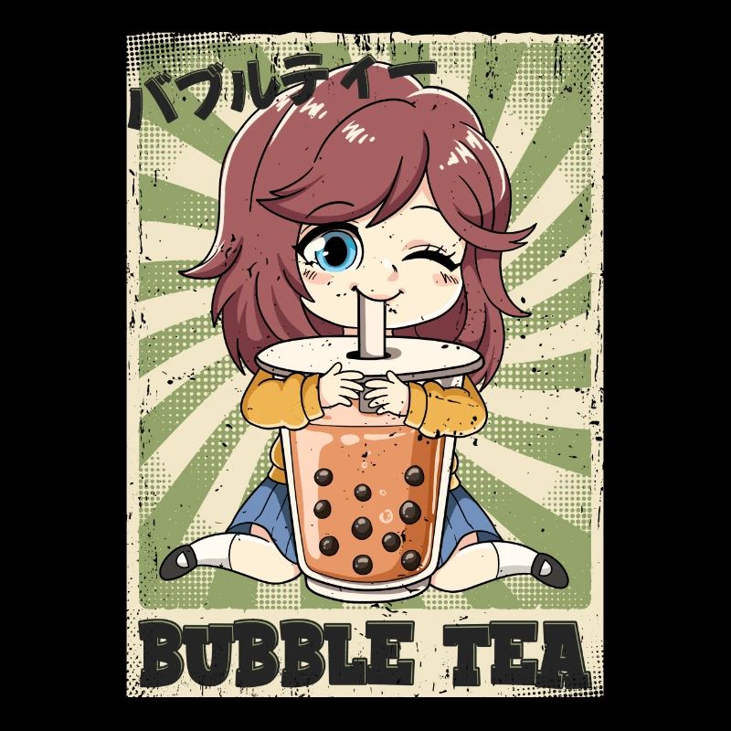 Boba Tea Anime Mädchen Bubble Tea