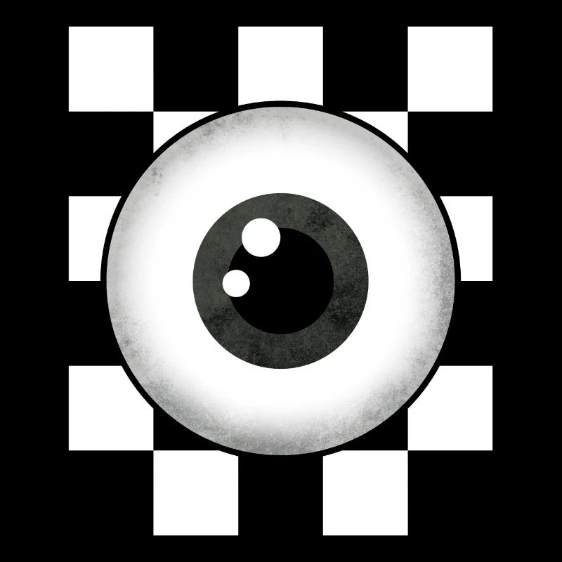 Weirdcore Aesthetic Black White Eyeball Checkered