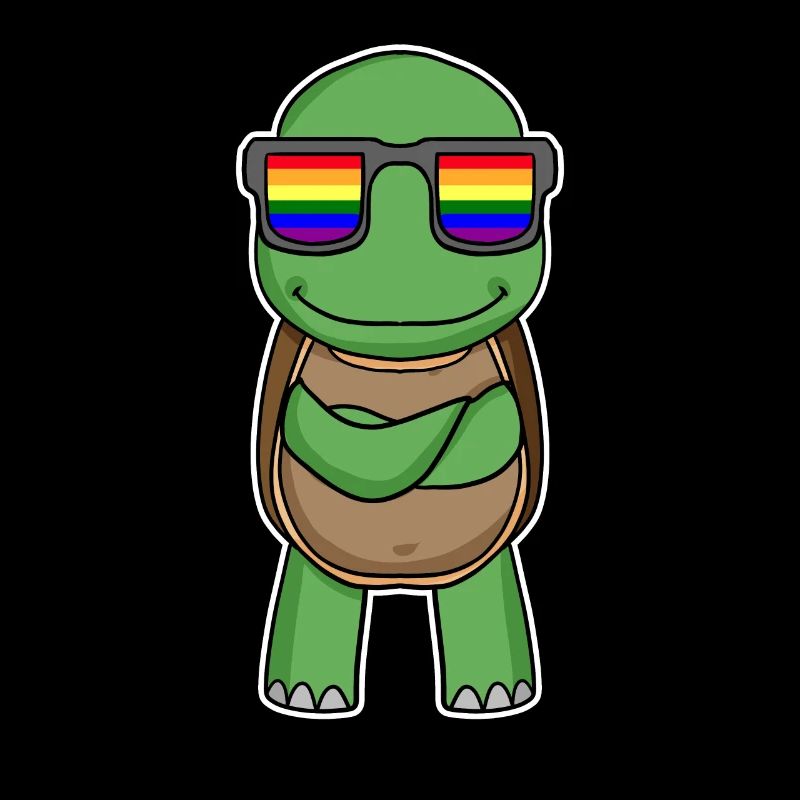 Rainbow - Turtle with glasses
