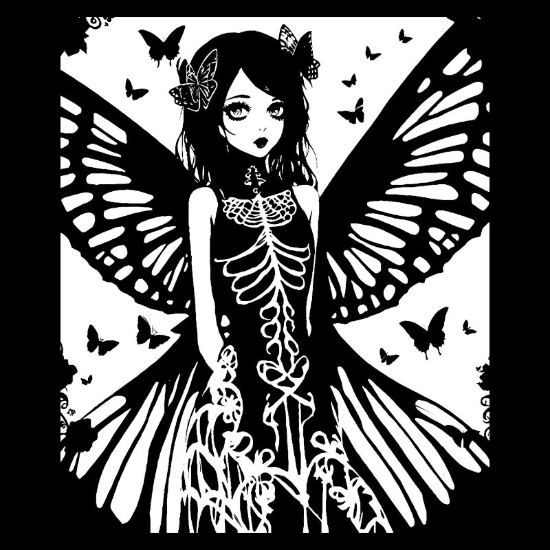 Fairycore Ästhetik Skelett Fee Goth Gothic G