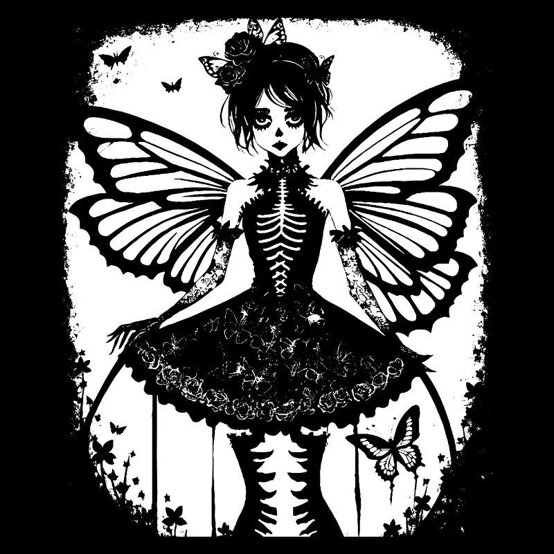 Fairycore Ästhetik Skelett Fee Goth Gothic G