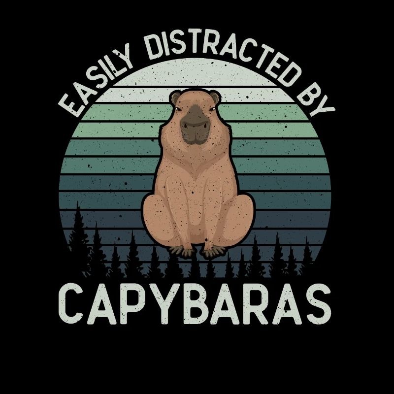 Retro Easily Distracted by Capybaras Capybara