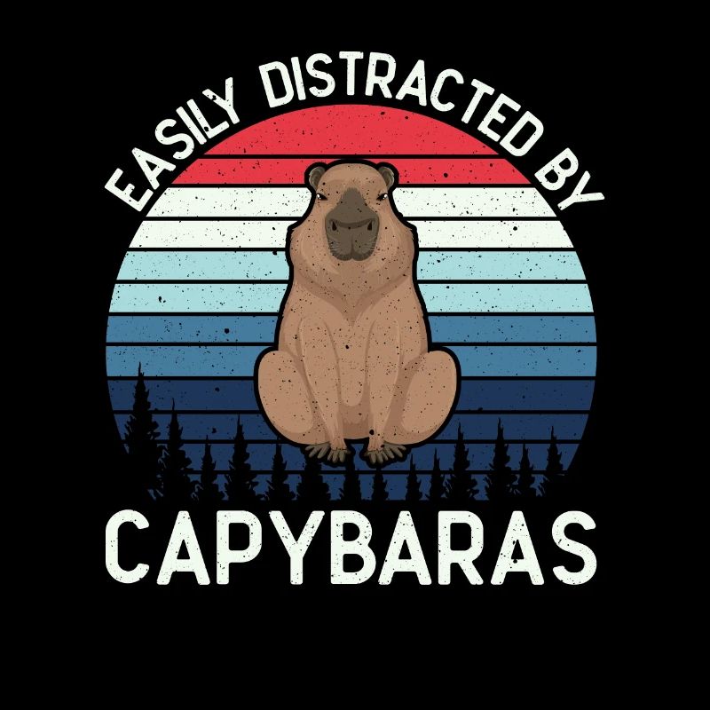 Retro Easily Distracted by Capybaras Capybara