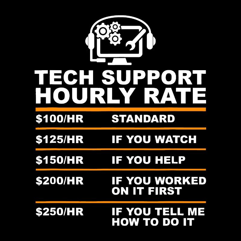 Tech Support Taux horaire, Tech Computer Geek Cadeaux
