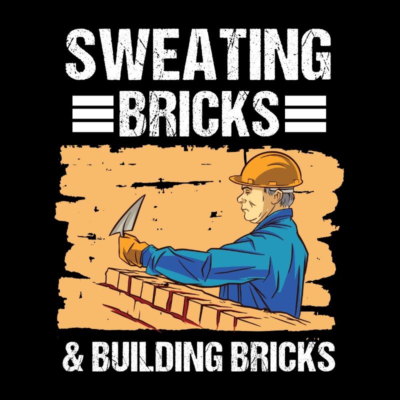 Bauarbeiter Sweating Bricks & Building Bricks Bau