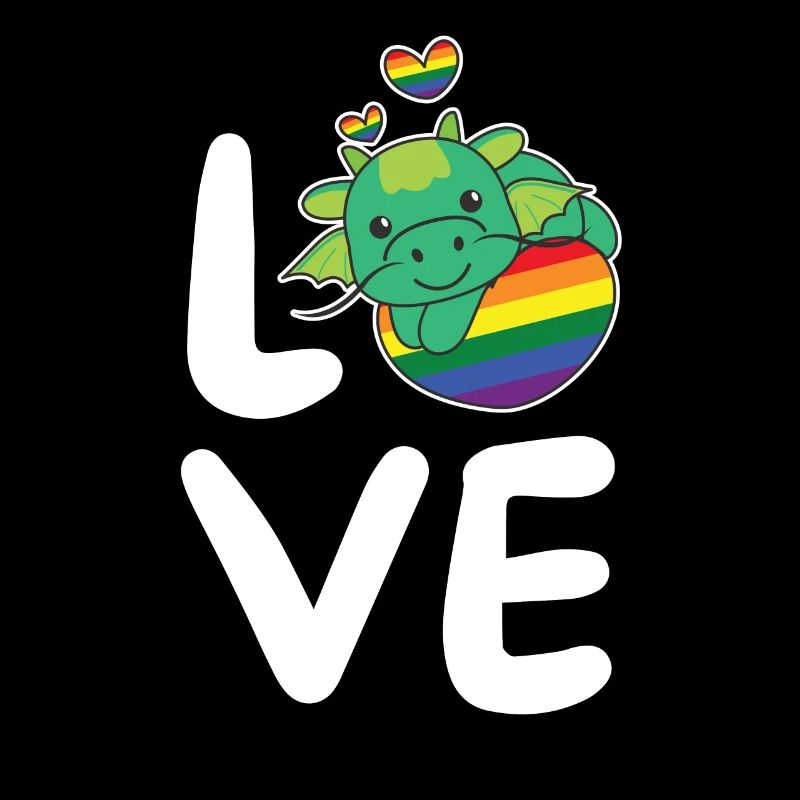 Rainbow Flag Pride LGBTQ Cute Dragon Love