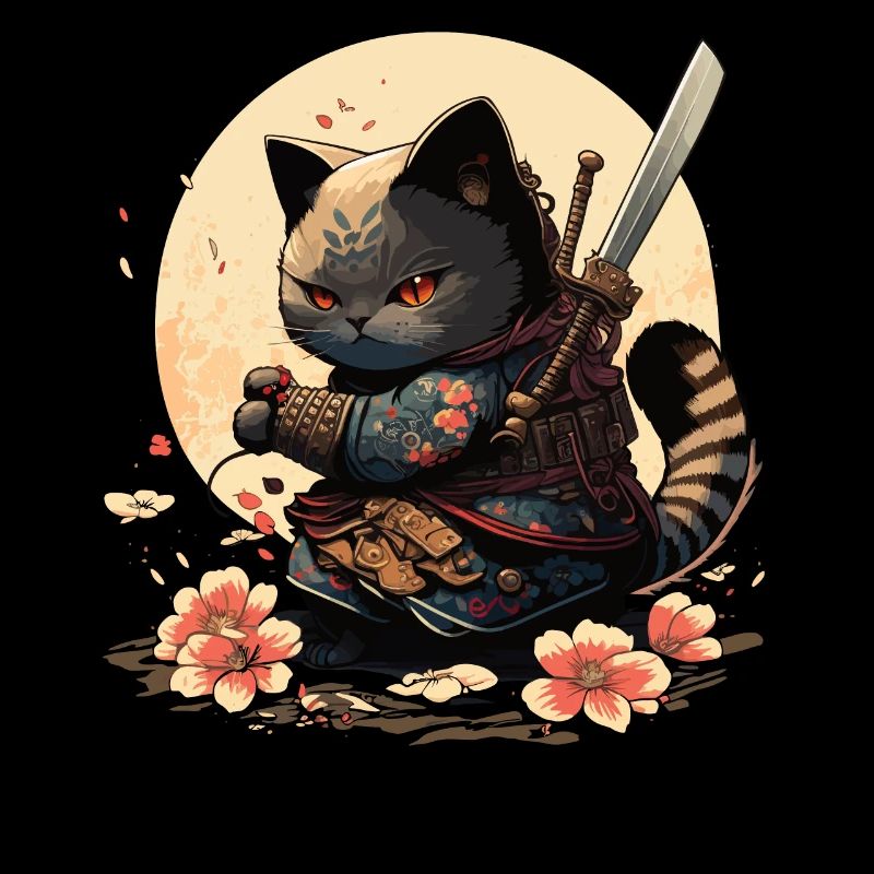 Samurai Katze Kawaii Japanische Ninja Katze