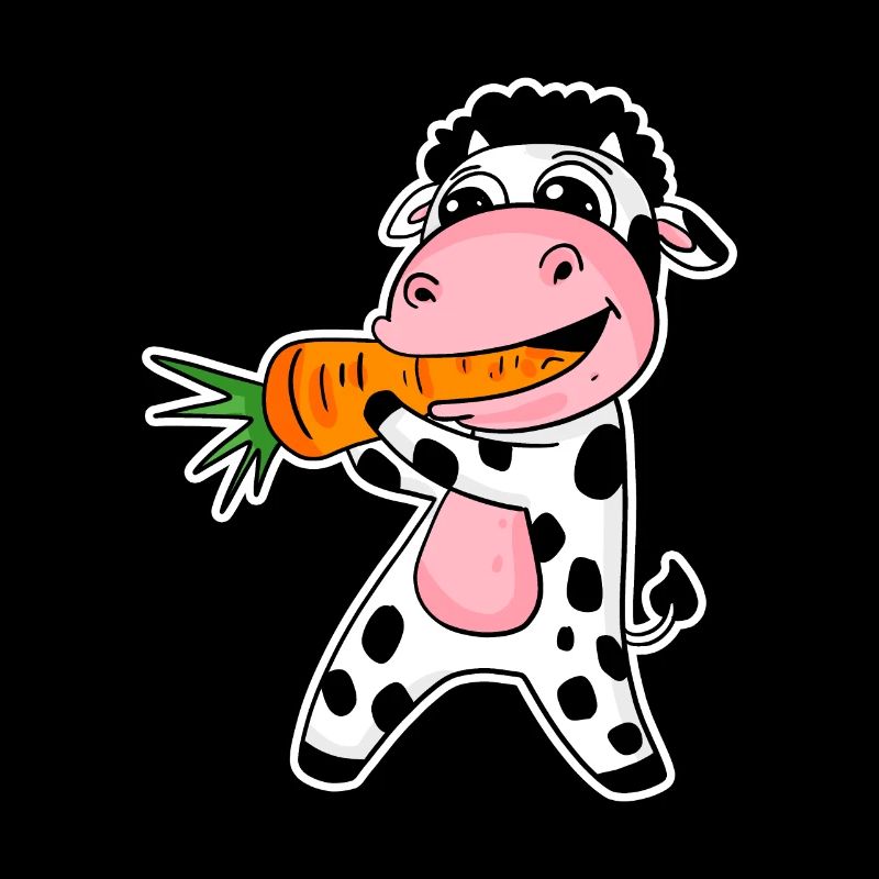 Cow eats carrot