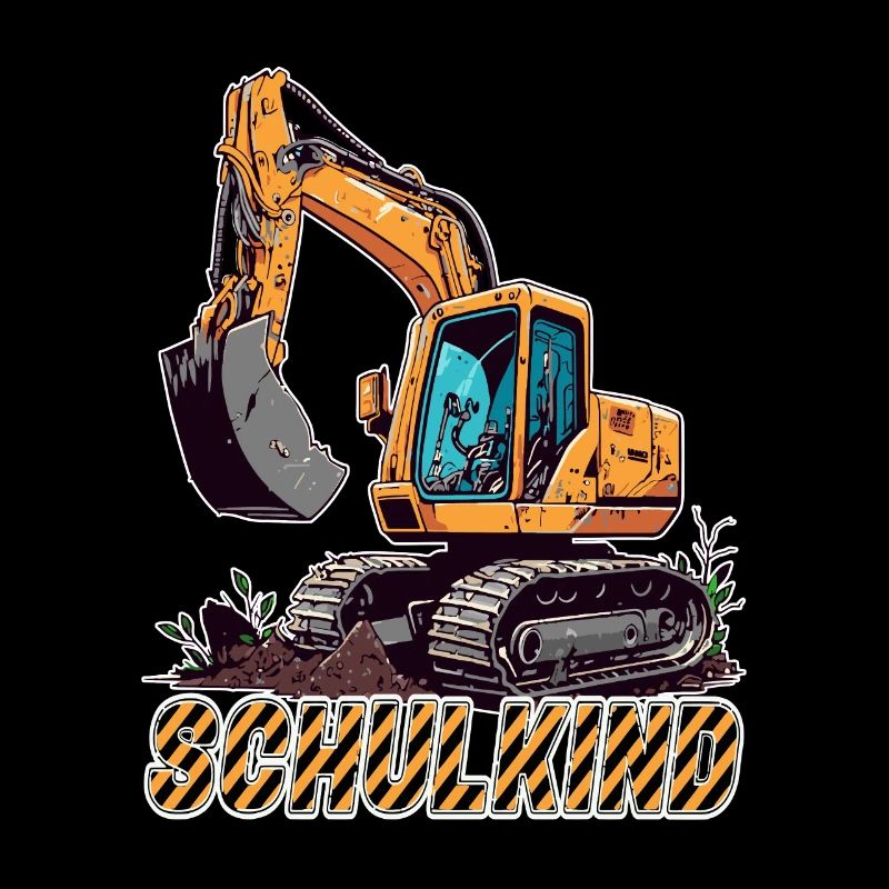 Schulkind - Baustelle und Bagger Einschulung