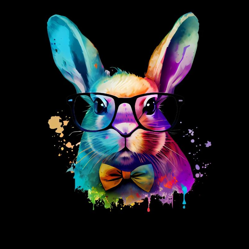 Watercolors rabbit with glasses cute animals