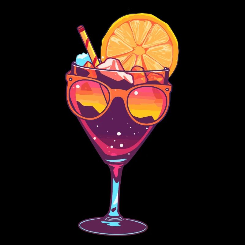 Verre à cocktail avec lunettes de soleil