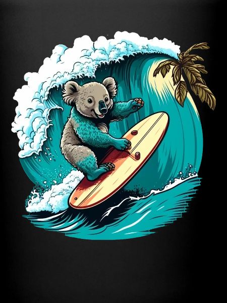 Koala has fun surfing