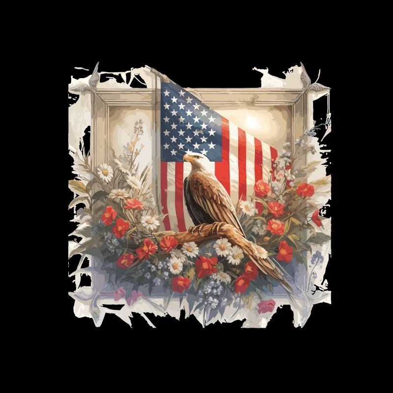 Vintage America Flag Common Bald Eagle États-Unis