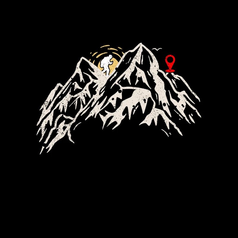 Montagnes avec géocacheur et destination - Geocaching