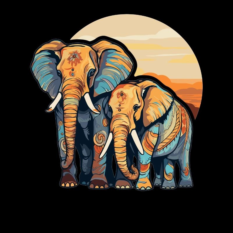Elephant mom and child