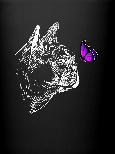 Pug with butterfly
