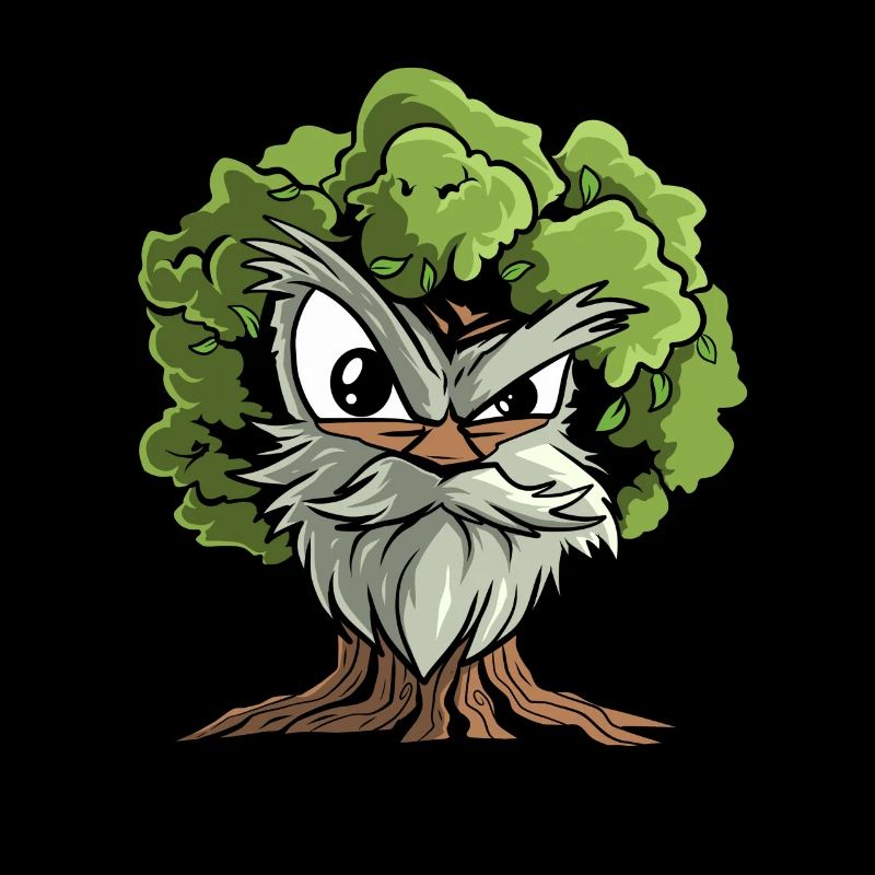Arbre avec visage et barbe