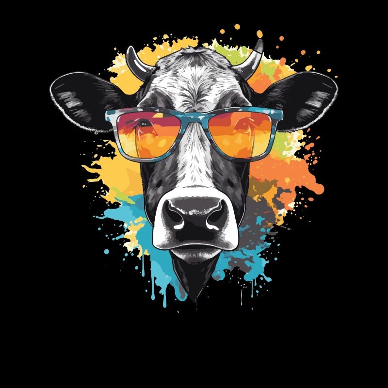 Vache avec lunettes de soleil