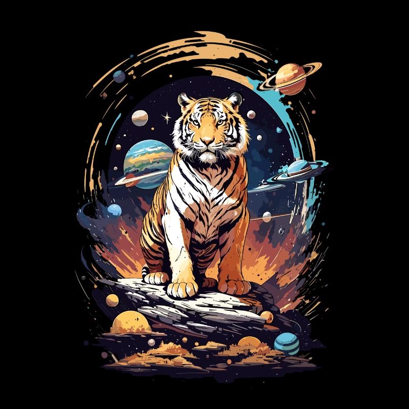 Tiger on the cliff in space - Solar System