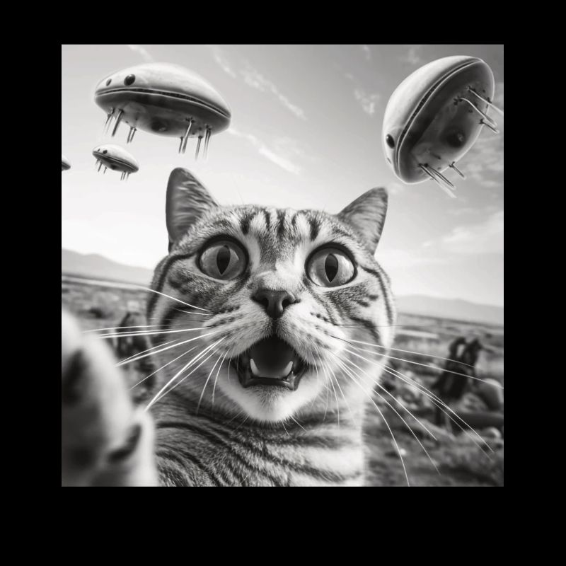 Lustige Ängstliche Katzen -Selfie UFO Alien