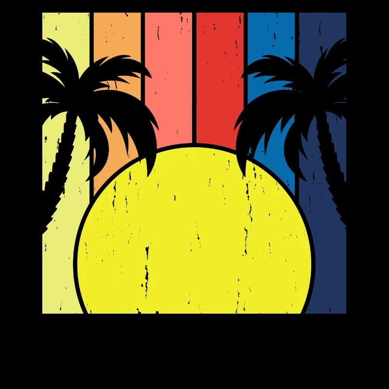 Palm Trees Sunrise Retro Vintage