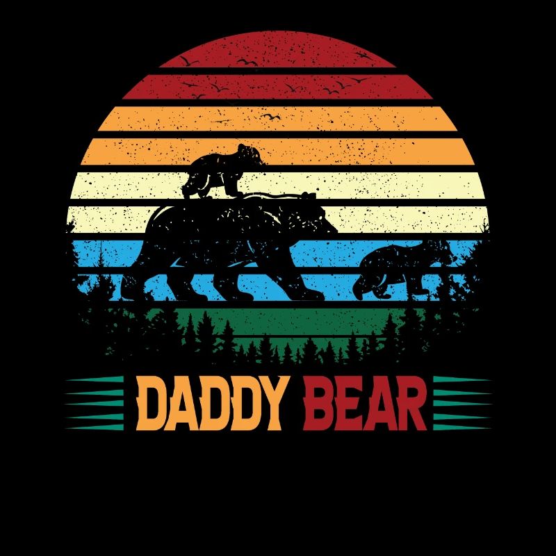 Le père ours avec des petits ours se promène dans la forêt
