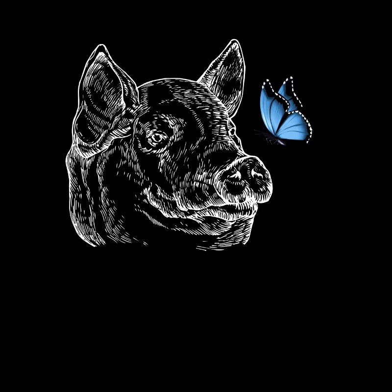 Pig with butterfly