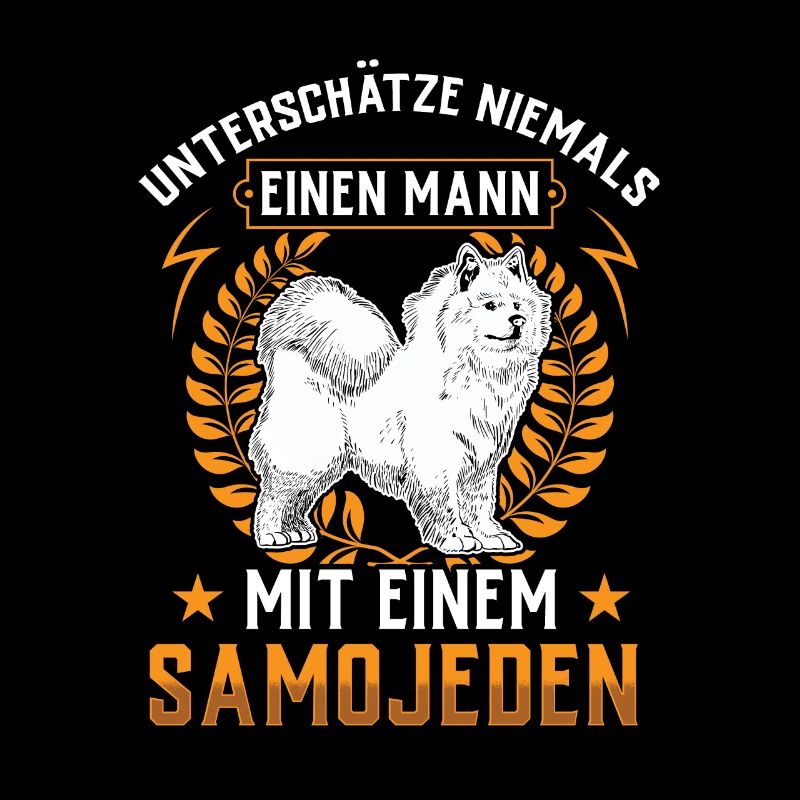 Mann mit Samojede Samojedenspitz