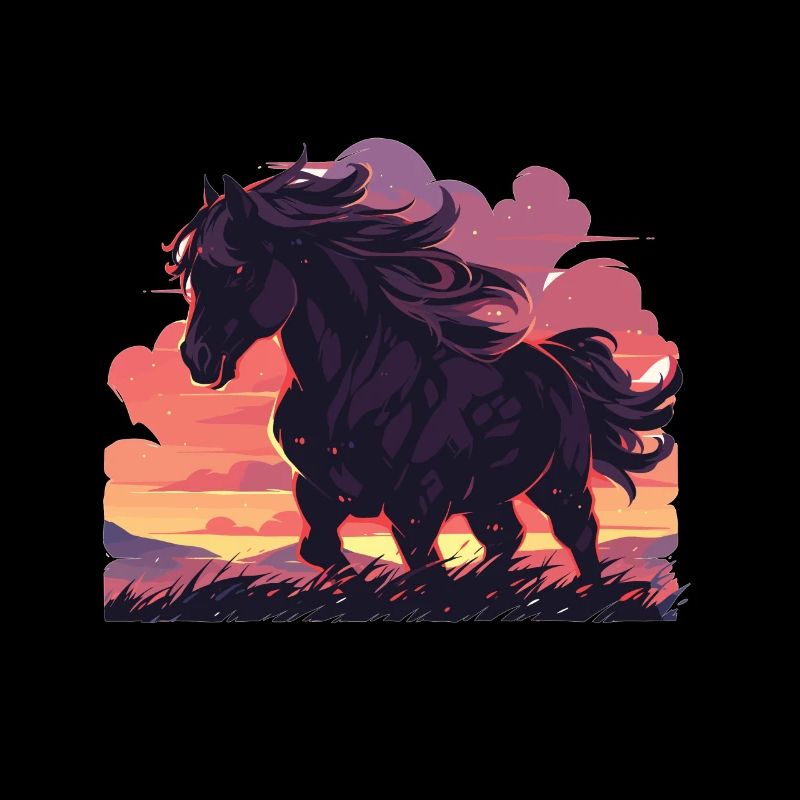 Chevaux, Cheval Noir, Cheval, Coucher De Soleil