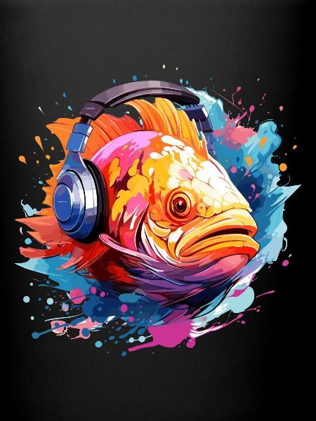 Fish with headphones