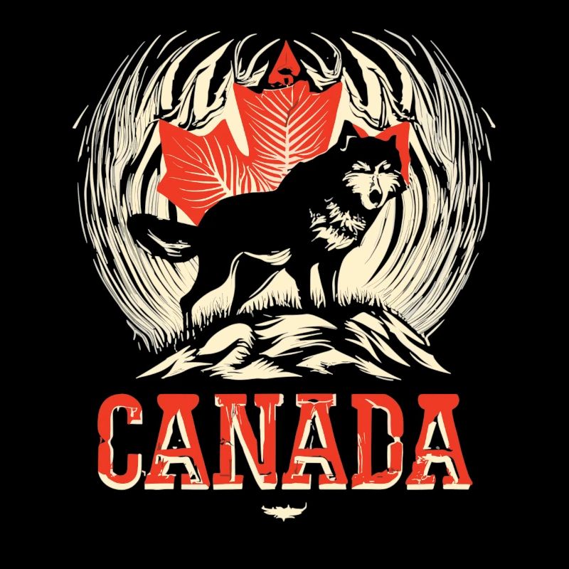 Maple Leaf and Wolf Wilderness of Canada