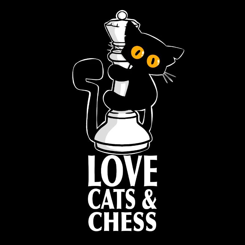 Chat noir mignon, grimpe sur les dames des échecs