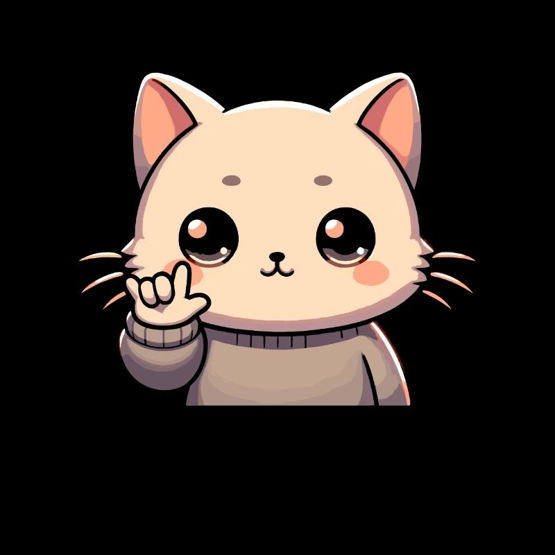 ILY Cat ASL Geste de la main Perte auditive sourde