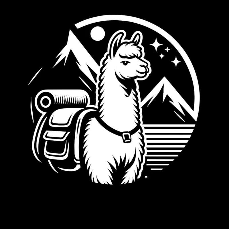 Simple hiking llama: Mountains in view