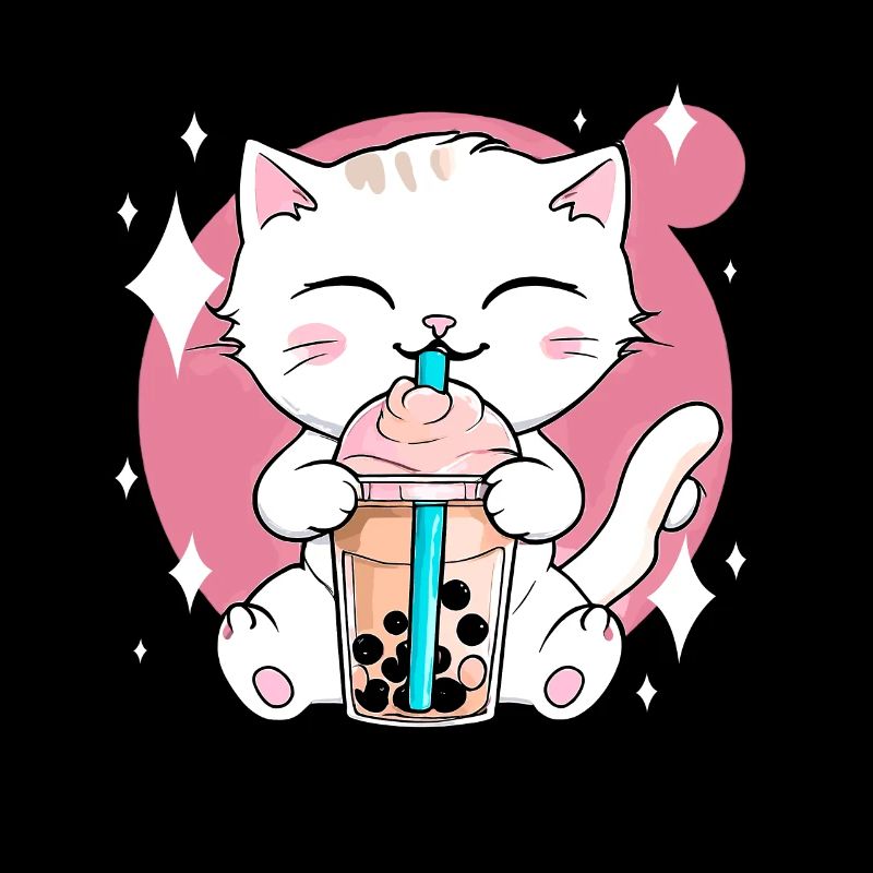 Kawaii Bubble Tea Cat Boba Milk