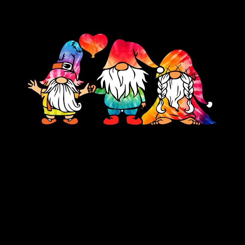 Drei Hippie -Gnomes Groovy Binde Dye Gnomies
